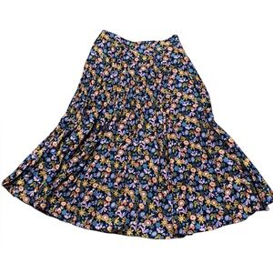 Boden Floral Maxi Skirt — Black with Blue, Pink, Yellow & Green Floral Print